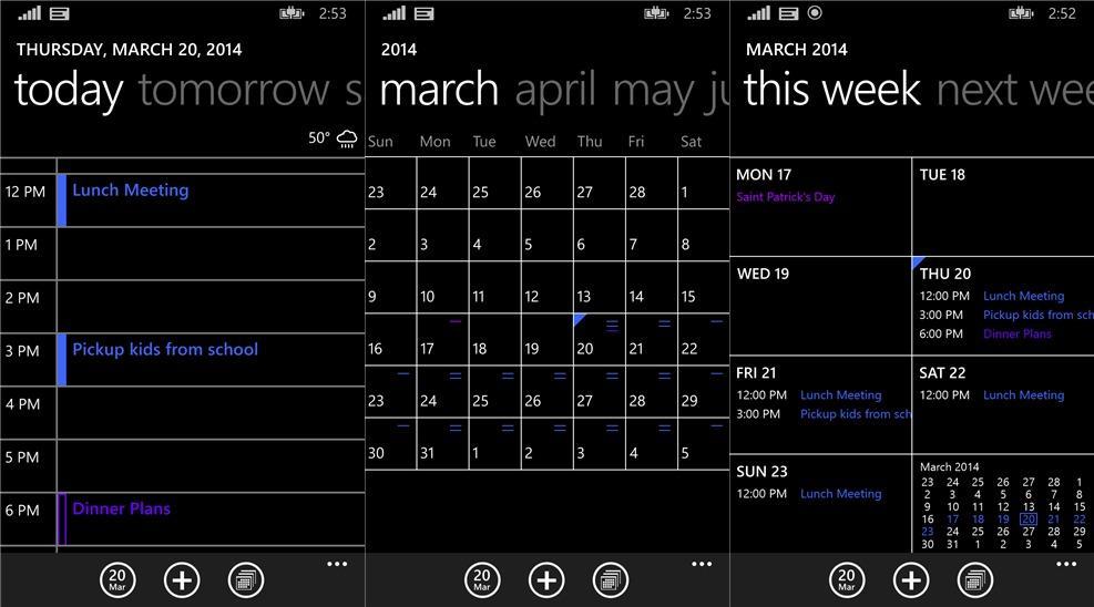 Calendario Windows Phone 8.1
