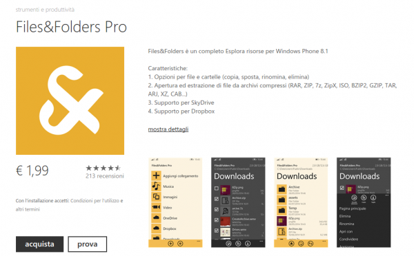 Files Folders Pro   Store di app e giochi per Windows Phone  Italia