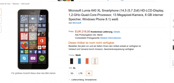 Microsoft Lumia 640 XL Smartphone 5 7 Zoll blau  Amazon.de  Elektronik