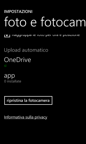 Come attivare il caricamento automatico delle foto su OneDrive di Windows Phone 8.1