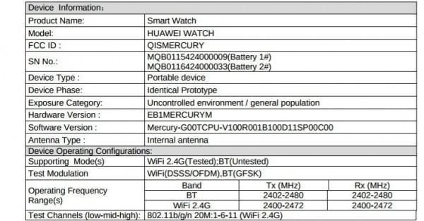Huawei Watch FCC