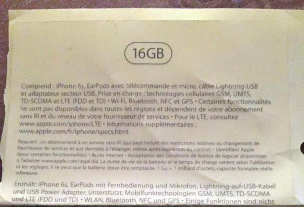 iPhone 6s 16 GB leaked