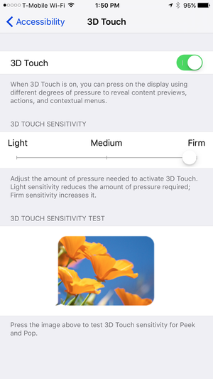 iPhone 6s regolazione 3D Touch