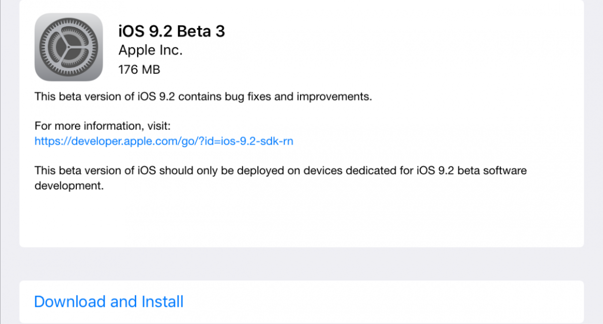 iOS 9.2 Beta 3
