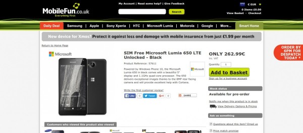 SIM Free Microsoft Lumia 650 LTE Unlocked   Black
