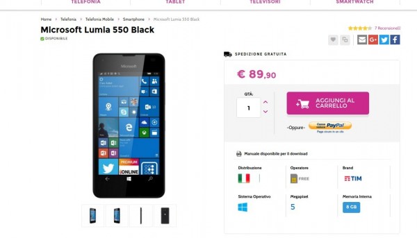 Microsoft Lumia 550 Black   Gli Stockisti  Smartphone  cellulari  tablet  accessori telefonia  dual sim e tanto altro
