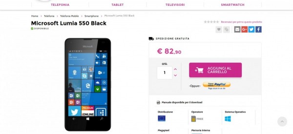 Microsoft Lumia 550 Black   Gli Stockisti  Smartphone  cellulari  tablet  accessori telefonia  dual sim e tanto altro