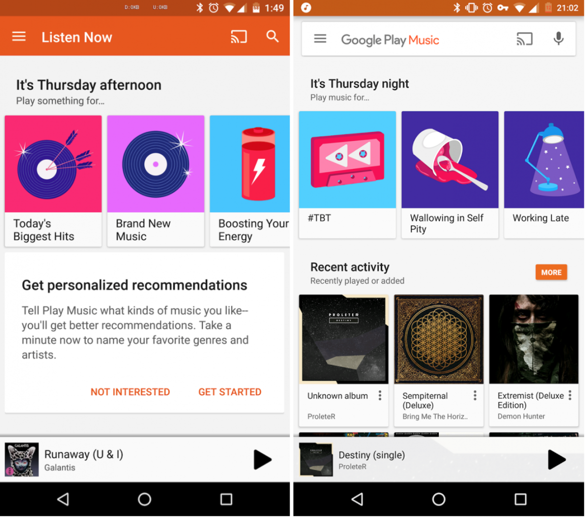 Google Play Music barra di ricerca bianca