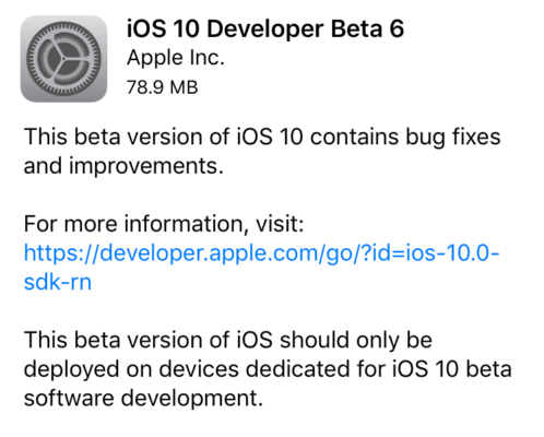 iOS 10 beta 6