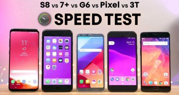 Samsung Galaxy S8 vs iPhone 7 Plus vs LG G6 vs Google Pixel vs OnePlus 3T speed test a confronto